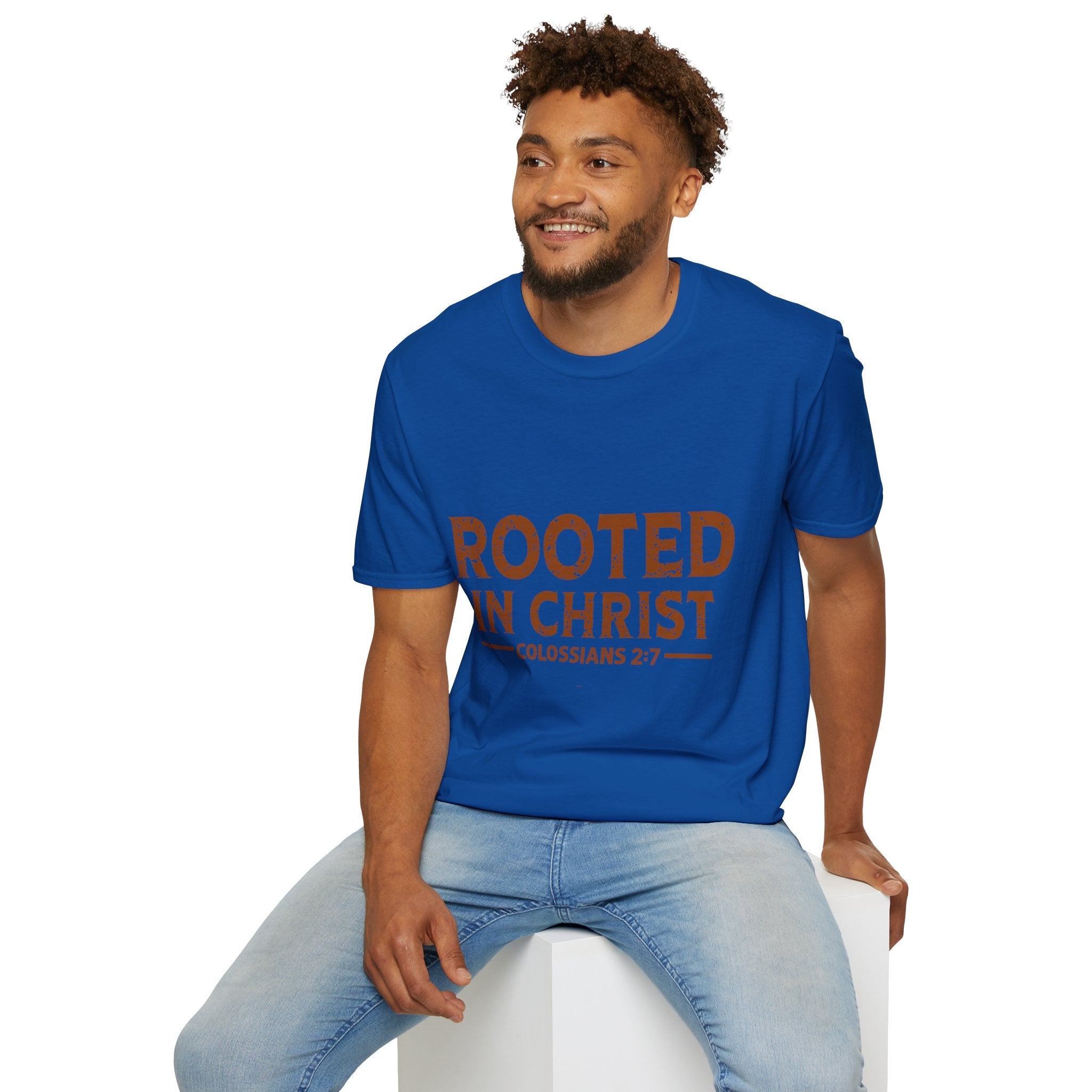 Rooted in Christ T-Shirt — Colossians 2:7 Christian Tee