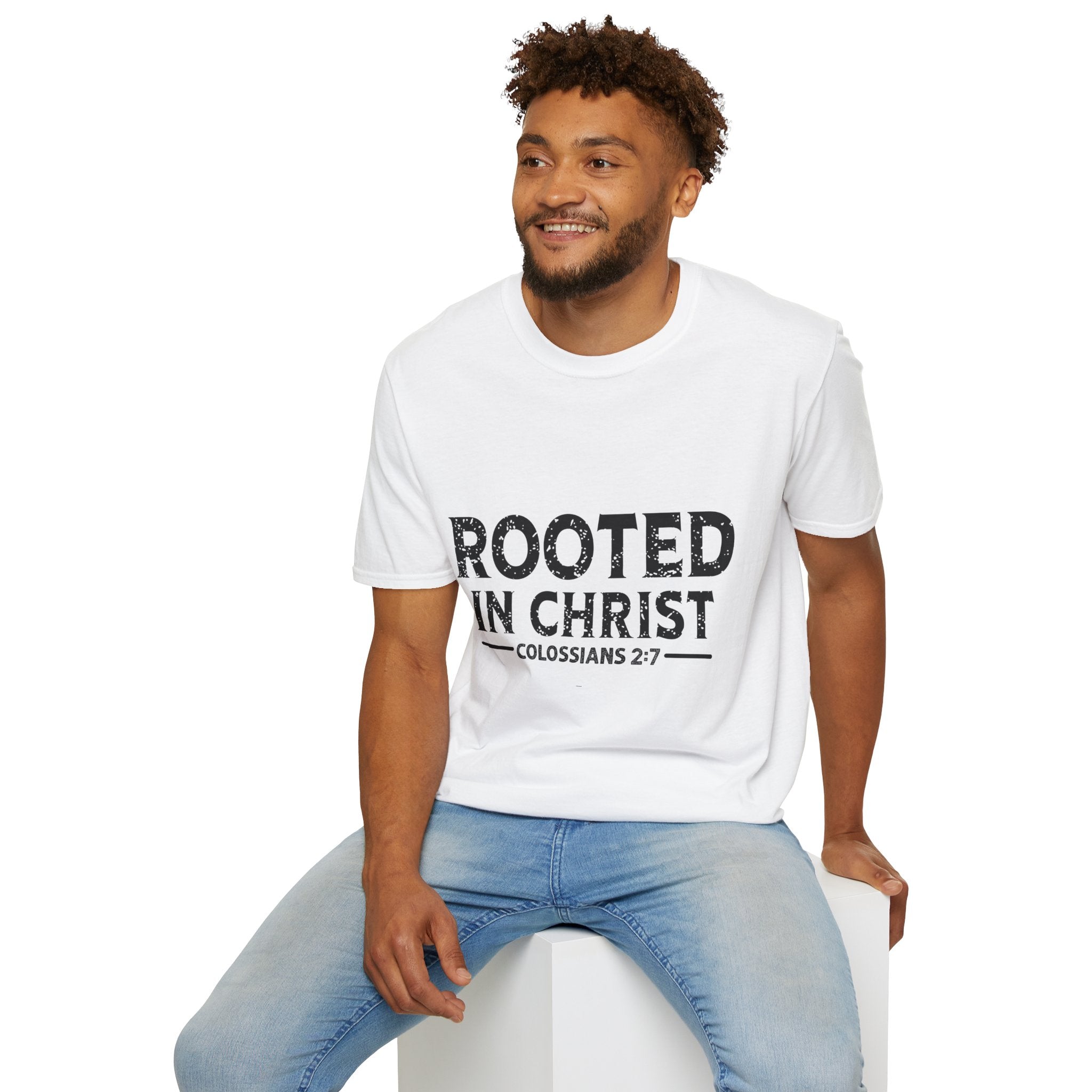 Rooted in Christ T-Shirt — Colossians 2:7 Christian Tee