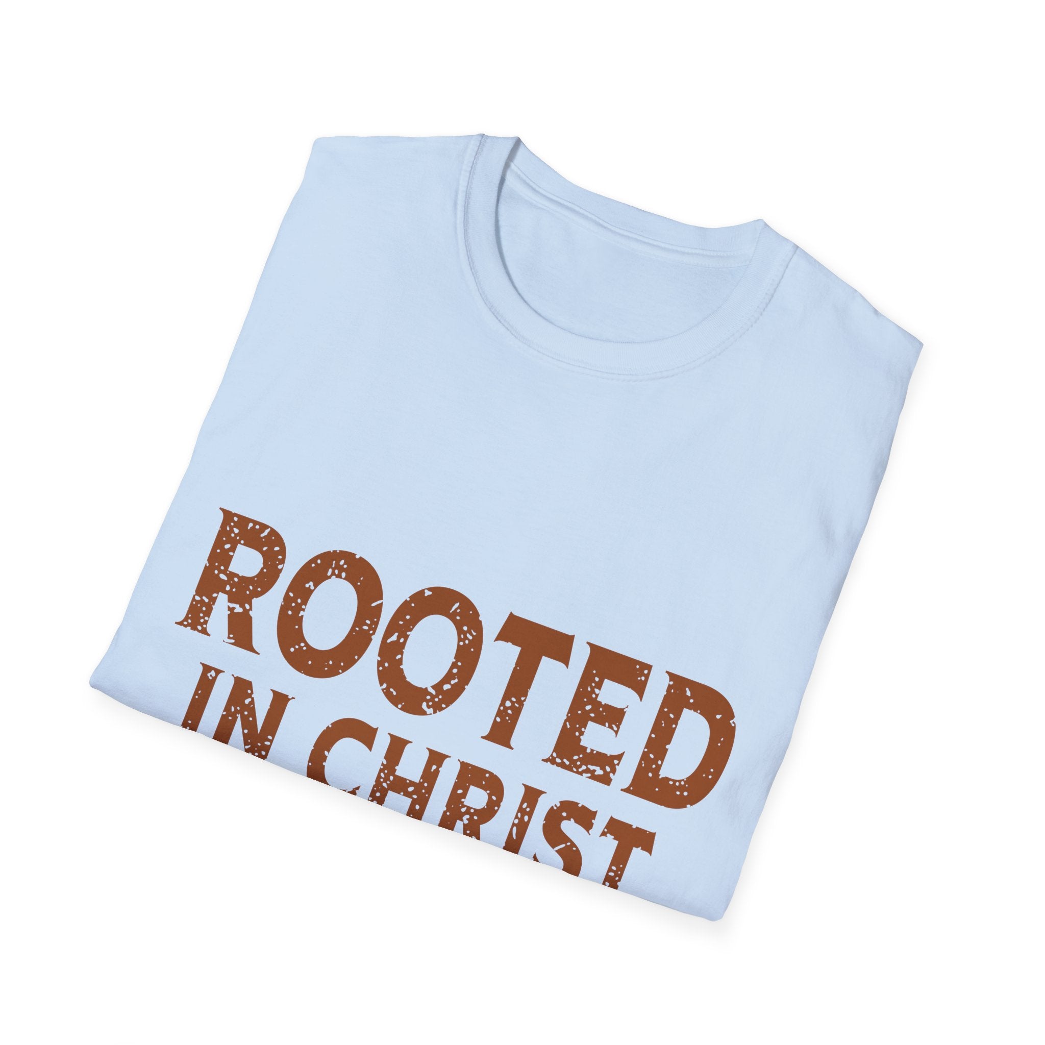 Rooted in Christ T-Shirt — Colossians 2:7 Christian Tee