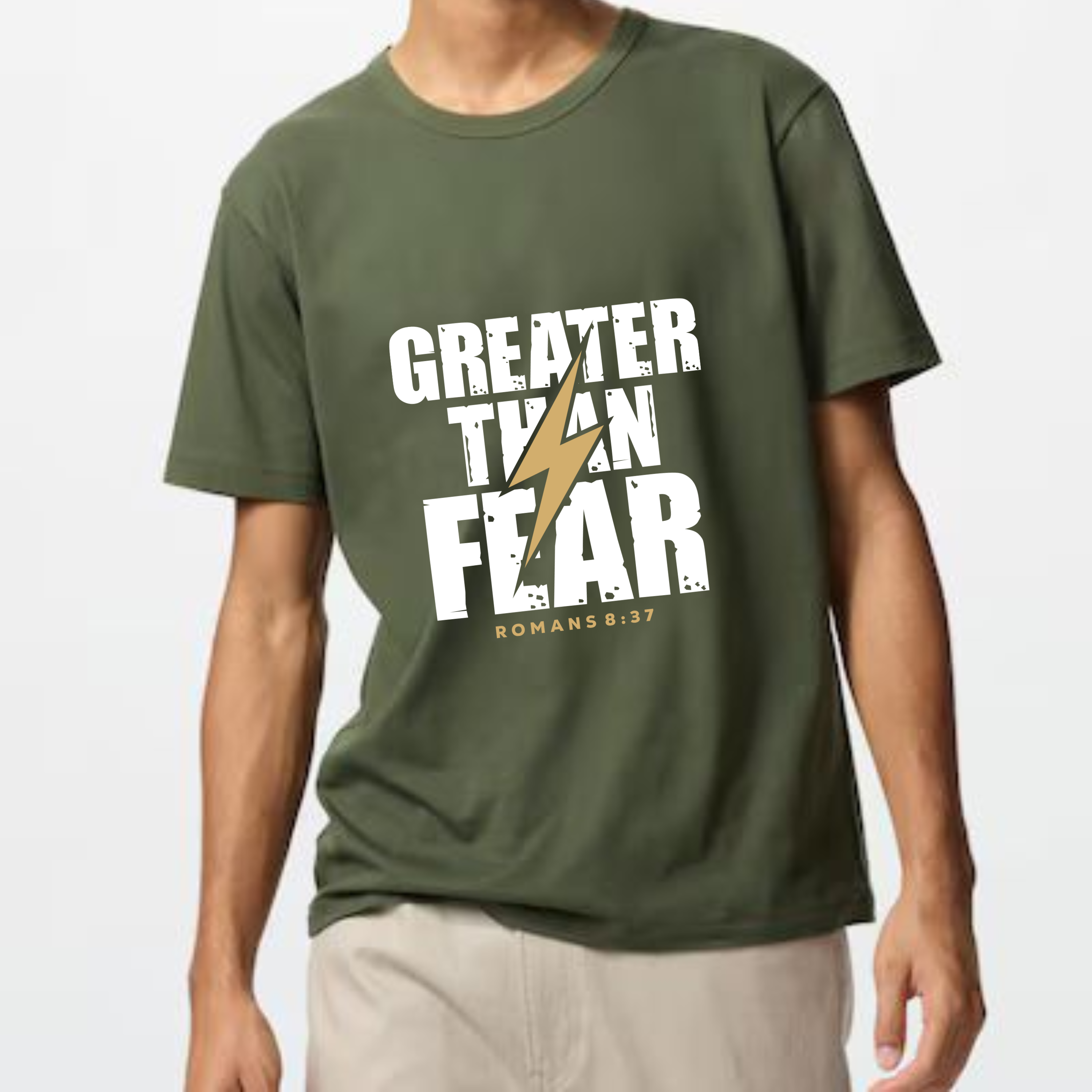 Greater Than Fear – Romans 8:37 Faith Streetwear Tee