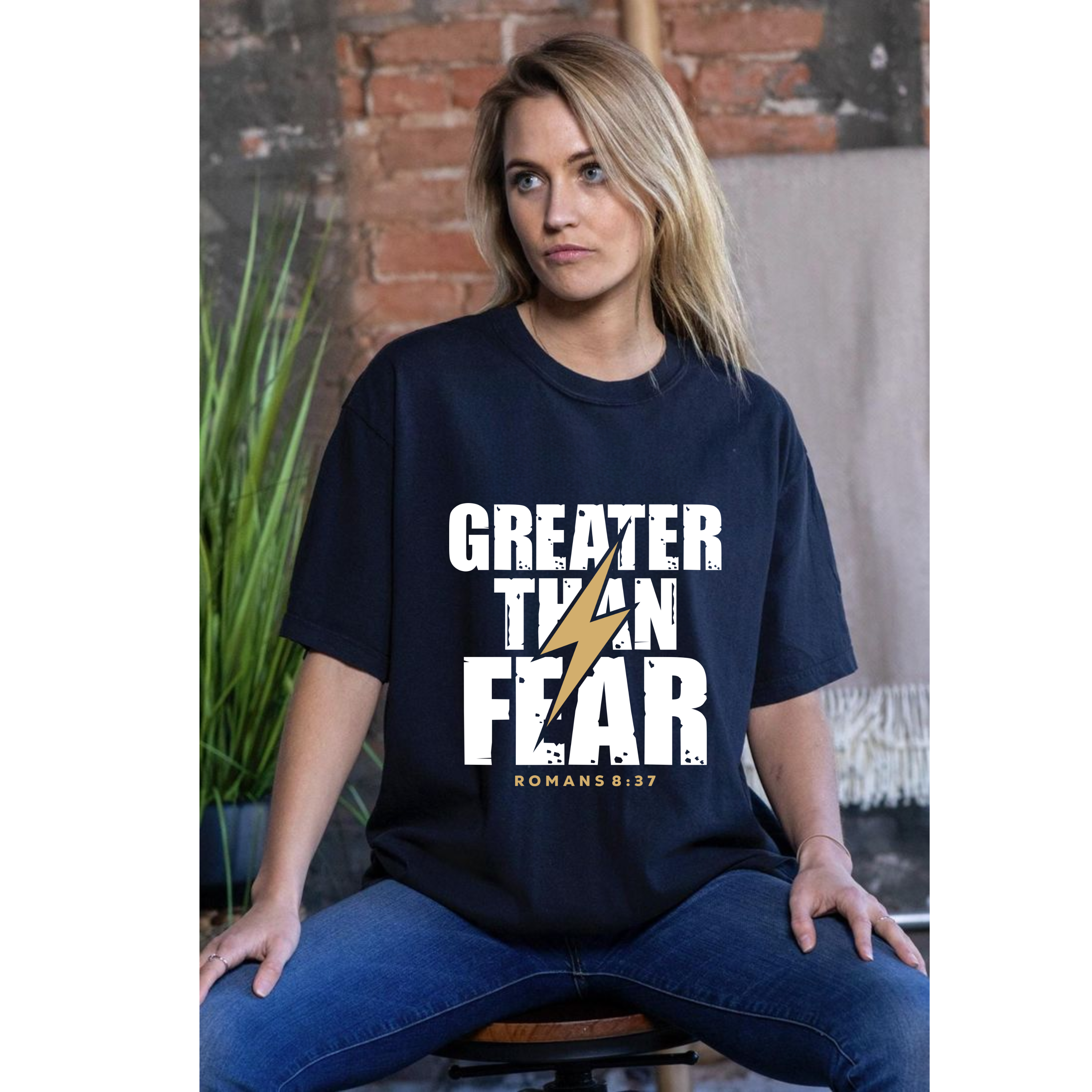 Greater Than Fear – Romans 8:37 Faith Streetwear Tee