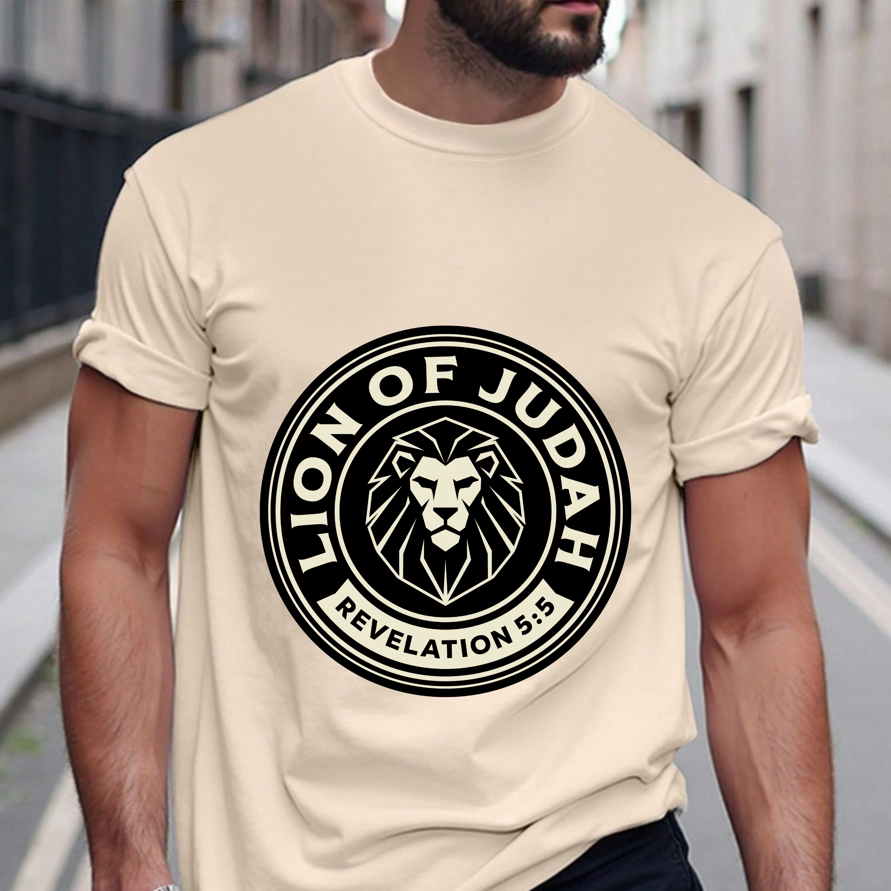 Lion of Judah T-Shirt — Christian Graphic Tee with Revelation 5:5 Badge