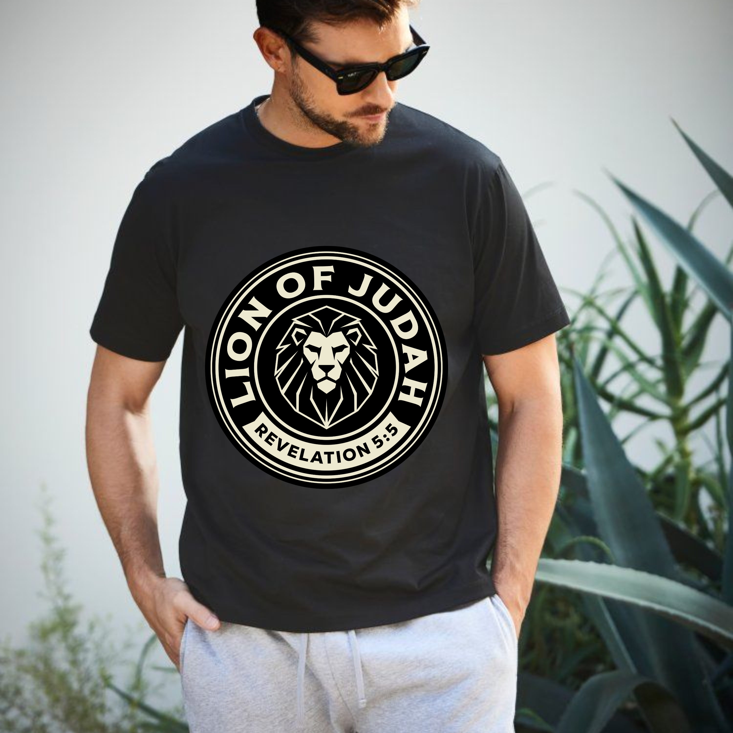 Lion of Judah T-Shirt — Christian Graphic Tee with Revelation 5:5 Badge