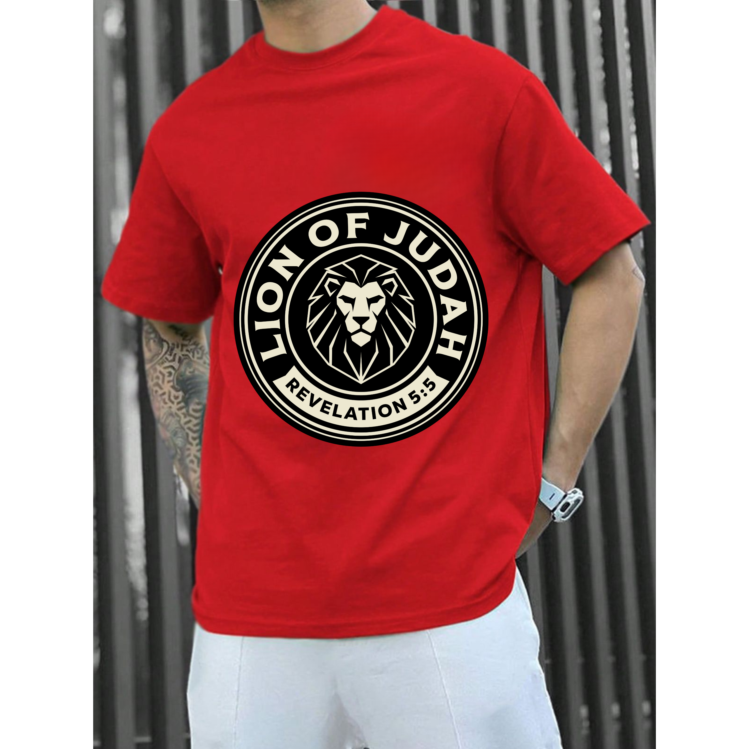 Lion of Judah T-Shirt — Christian Graphic Tee with Revelation 5:5 Badge