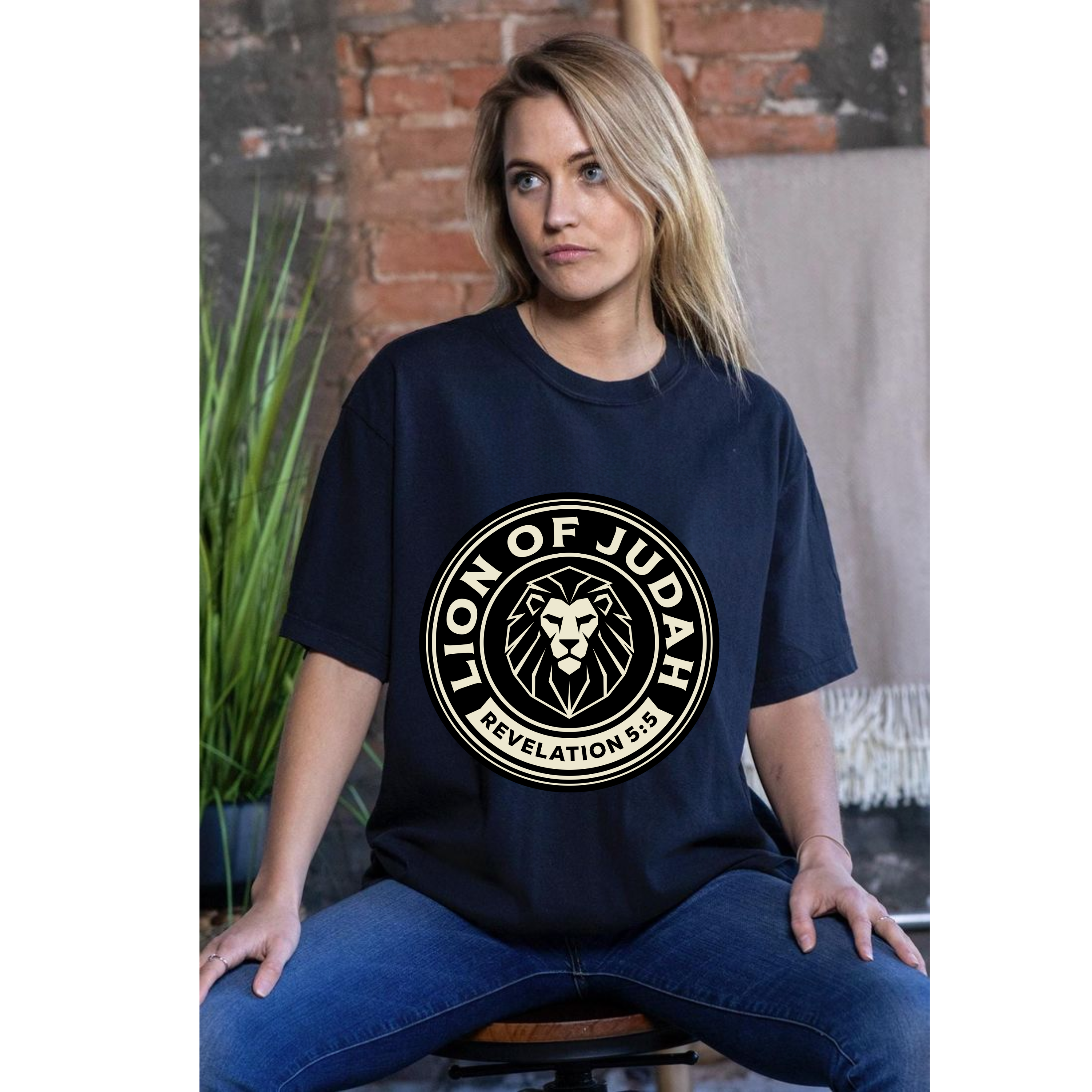 Lion of Judah T-Shirt — Christian Graphic Tee with Revelation 5:5 Badge