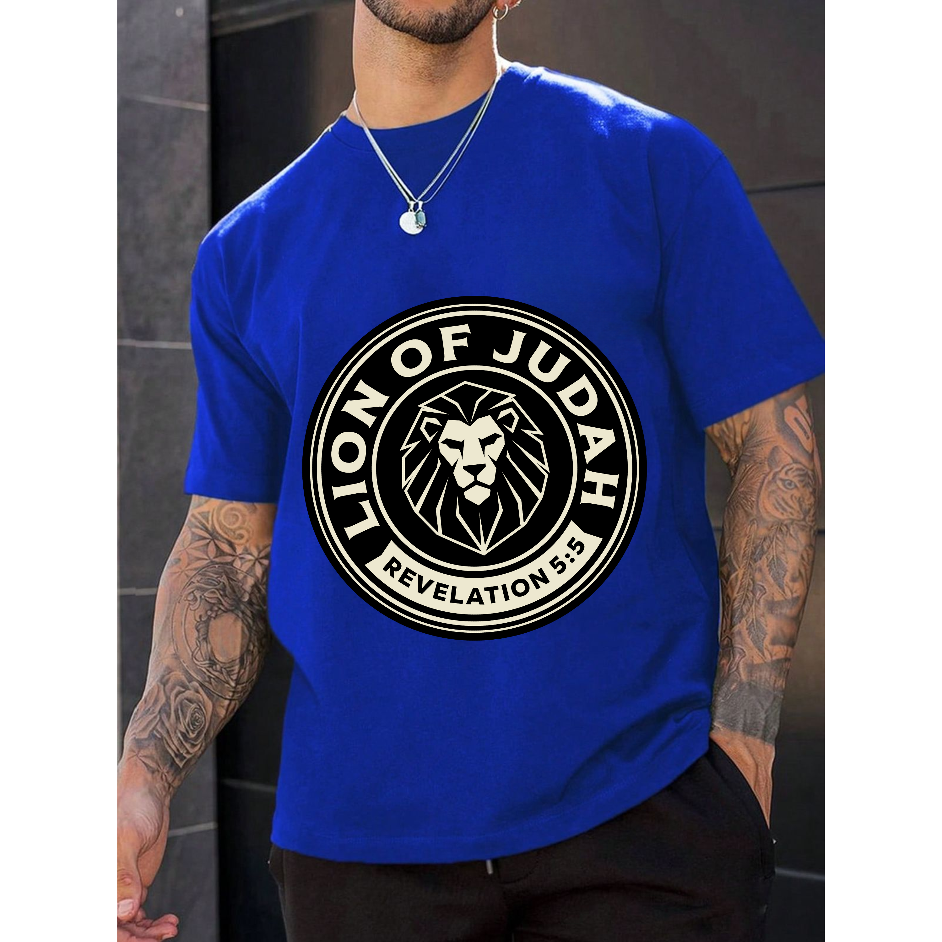 Lion of Judah T-Shirt — Christian Graphic Tee with Revelation 5:5 Badge