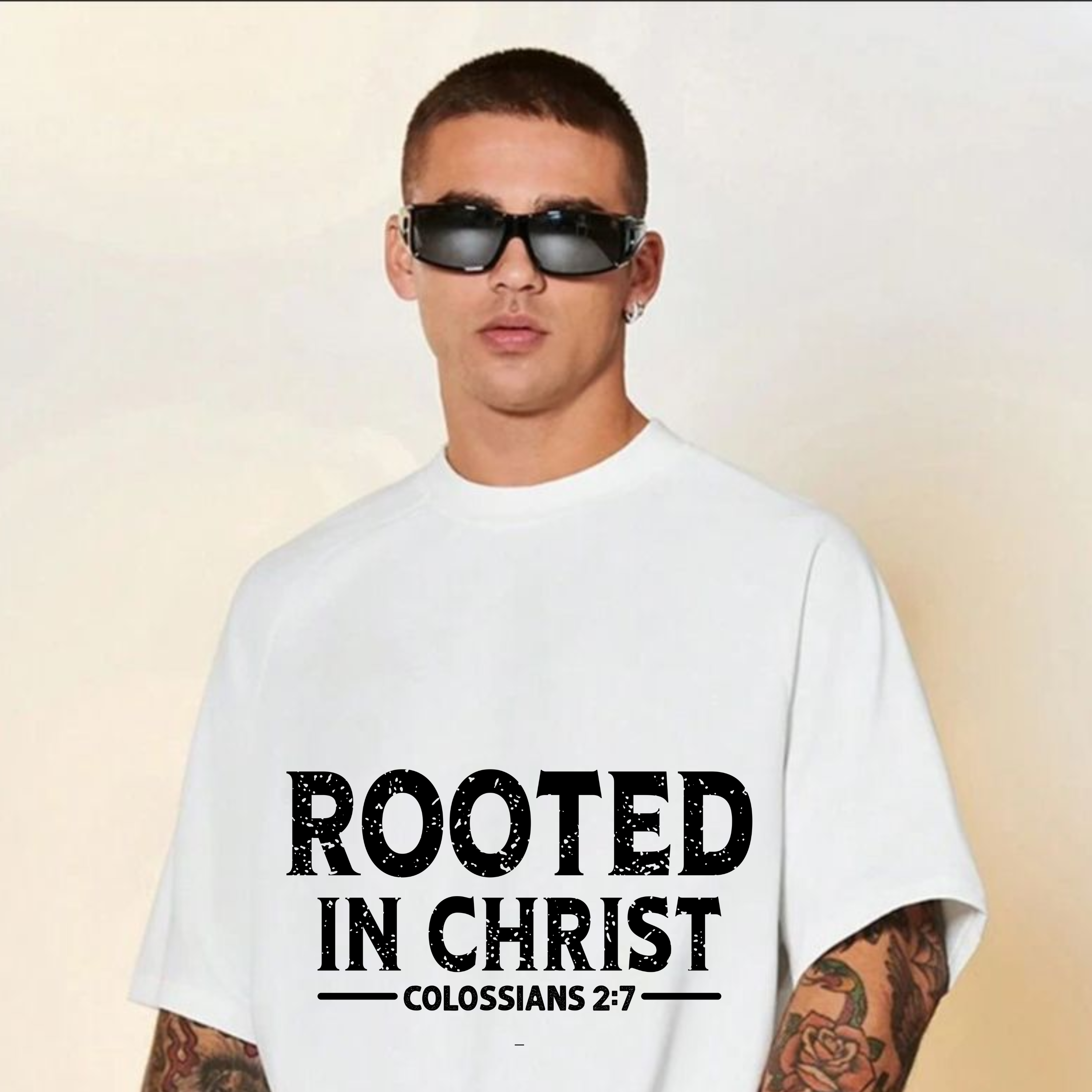 Rooted in Christ T-Shirt — Colossians 2:7 Christian Tee