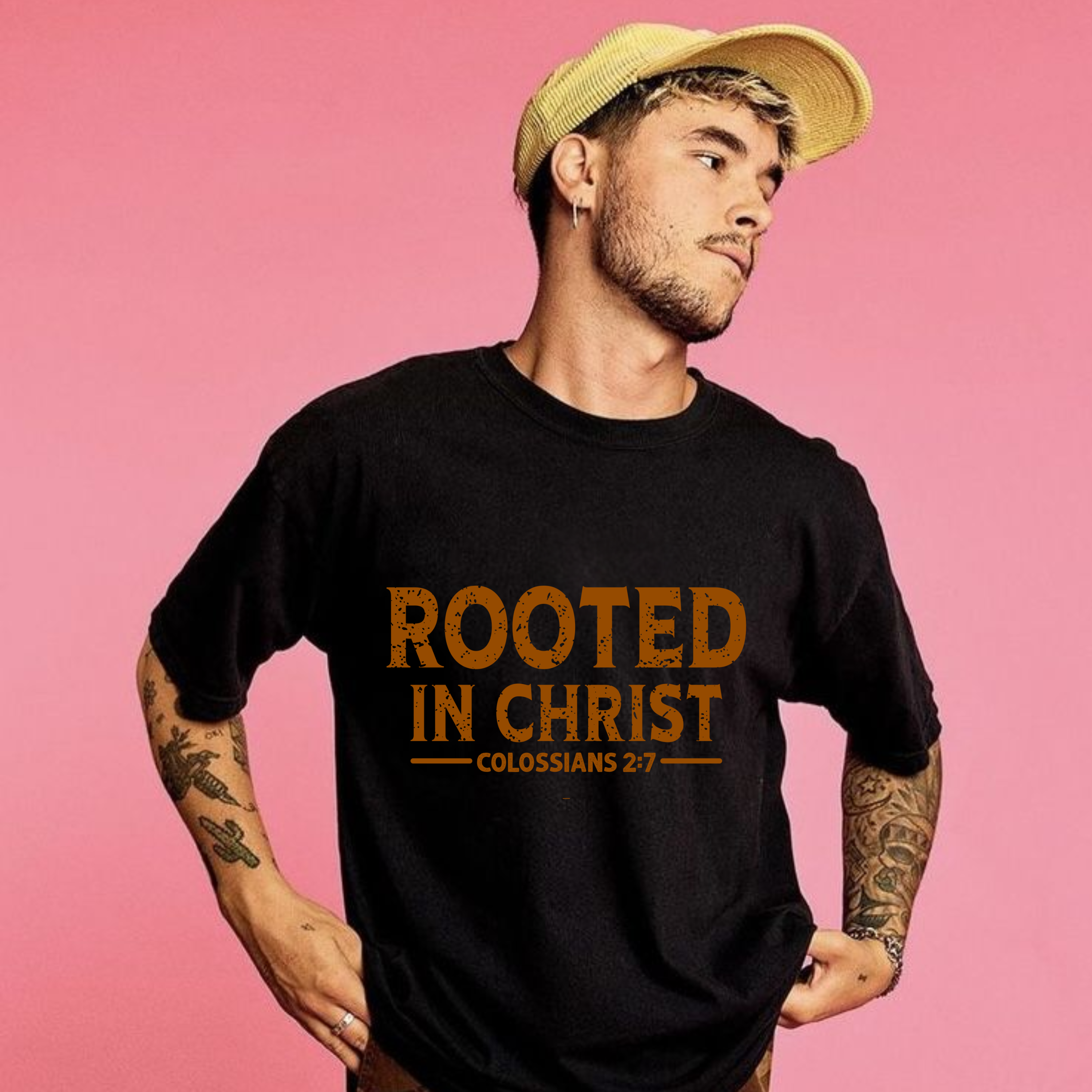 Rooted in Christ T-Shirt — Colossians 2:7 Christian Tee