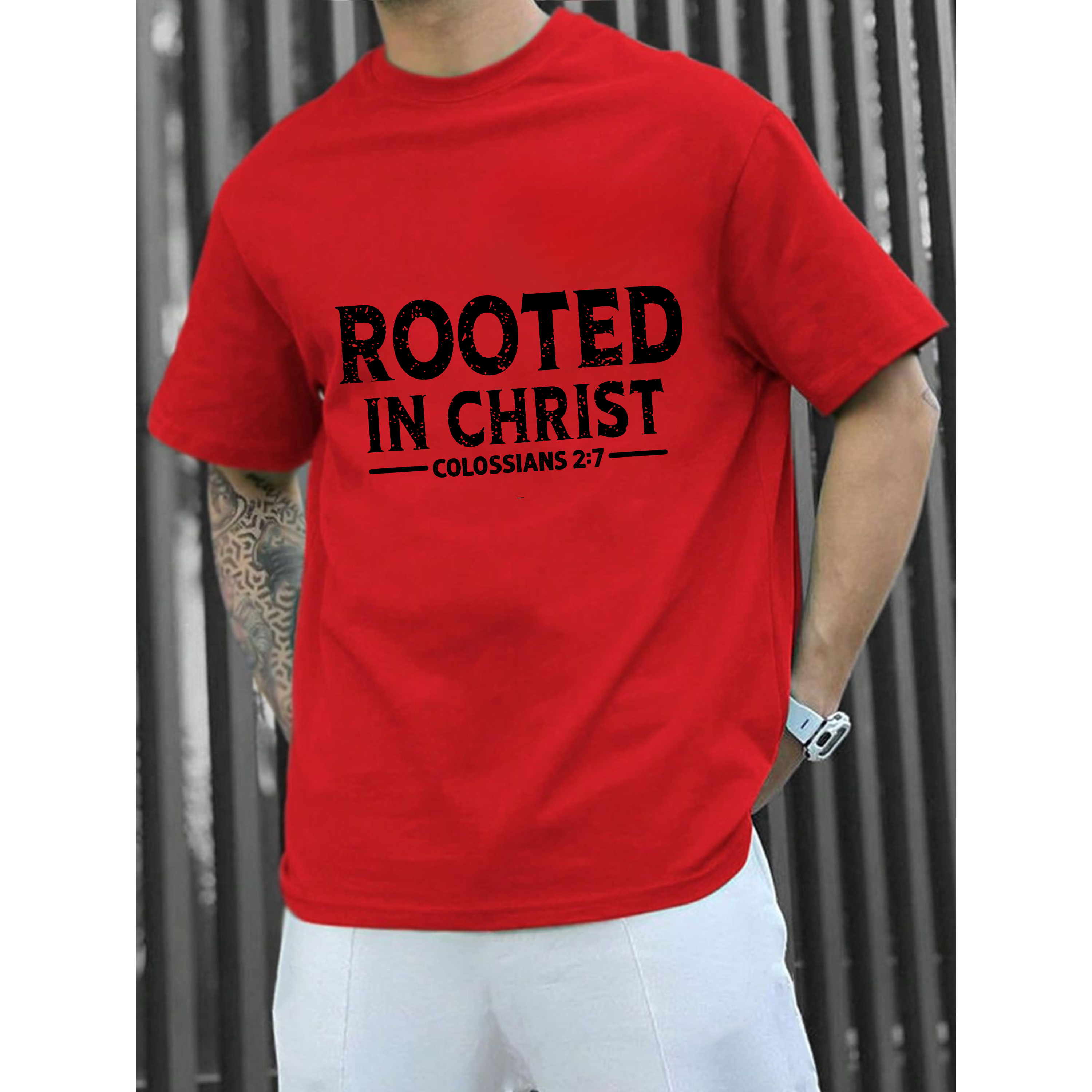 Rooted in Christ T-Shirt — Colossians 2:7 Christian Tee