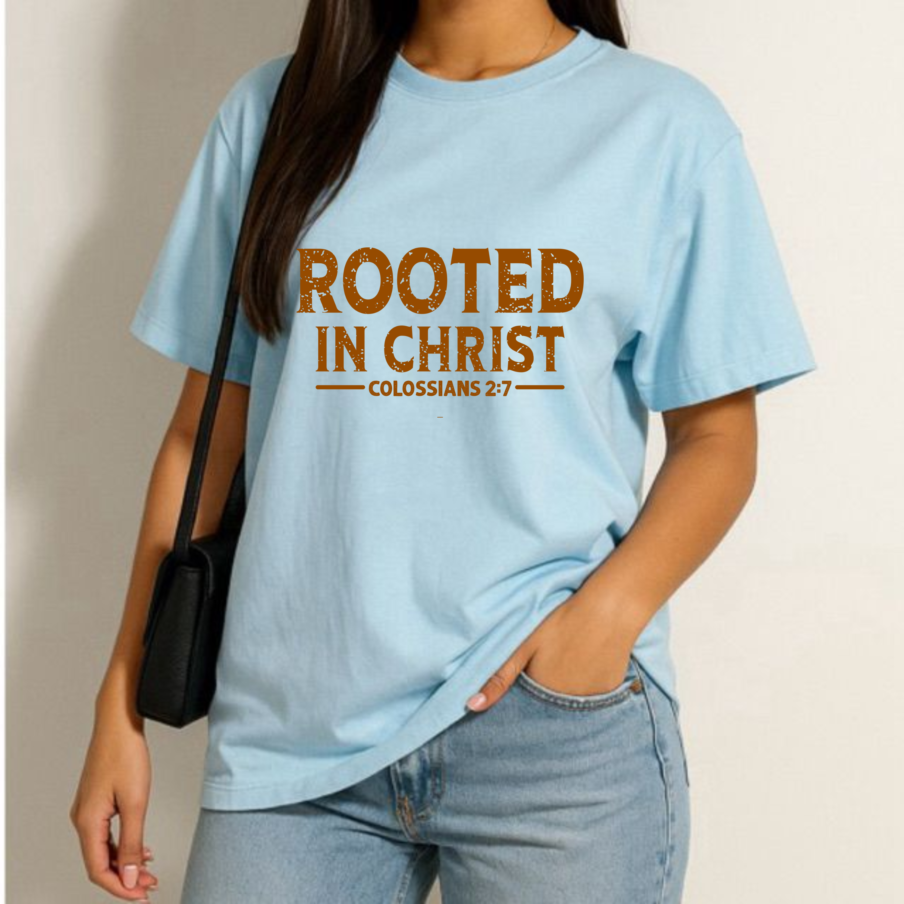 Rooted in Christ T-Shirt — Colossians 2:7 Christian Tee