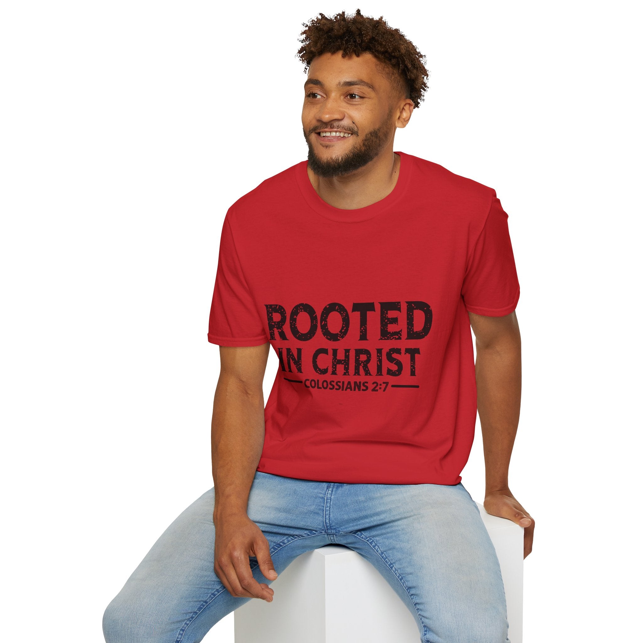 Rooted in Christ T-Shirt — Colossians 2:7 Christian Tee