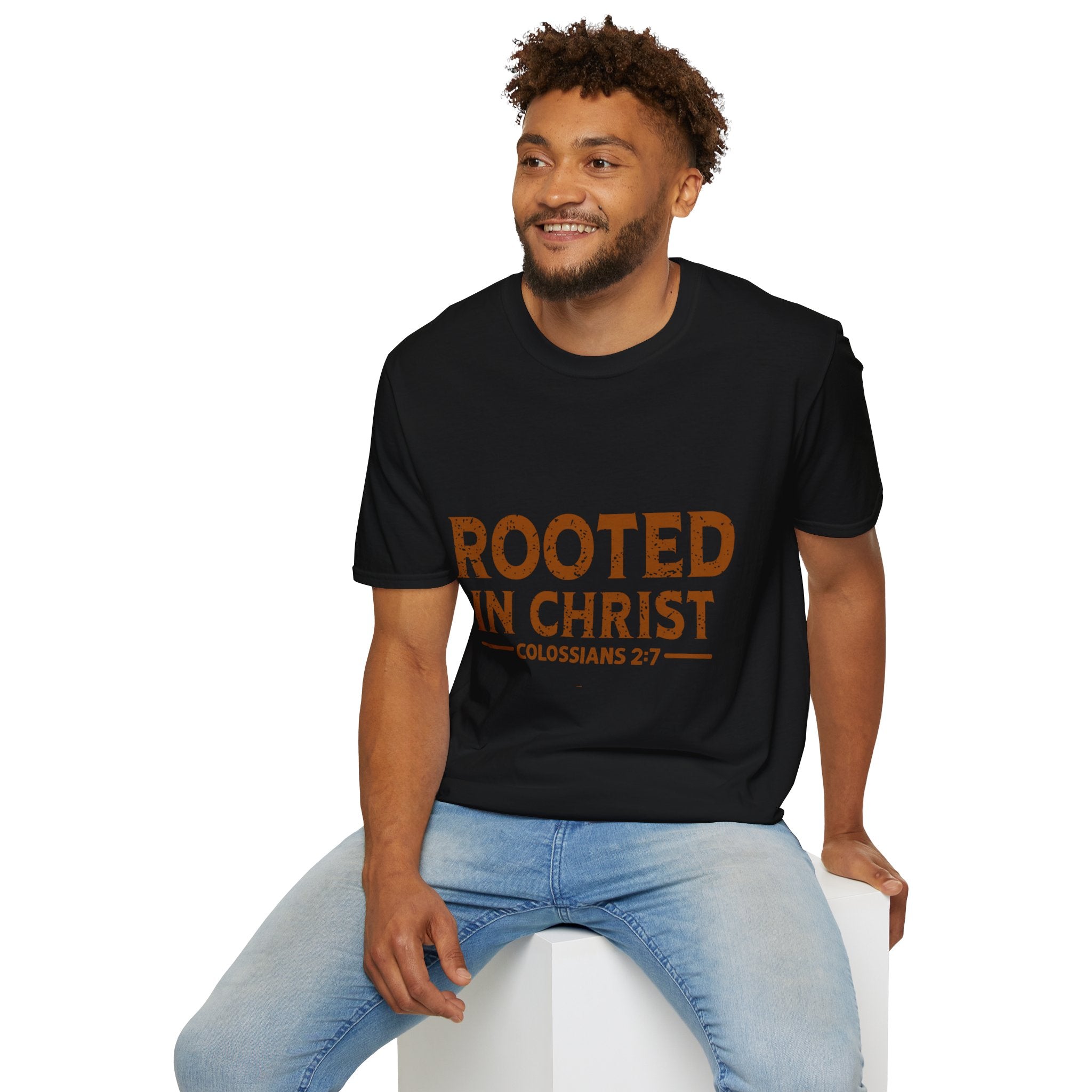 Rooted in Christ T-Shirt — Colossians 2:7 Christian Tee