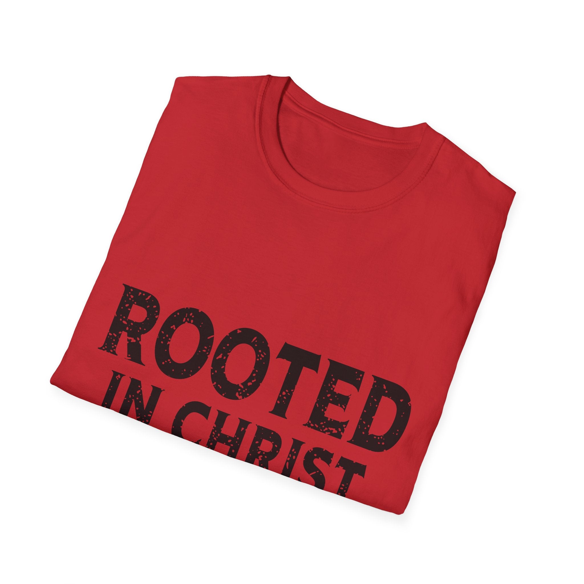 Rooted in Christ T-Shirt — Colossians 2:7 Christian Tee