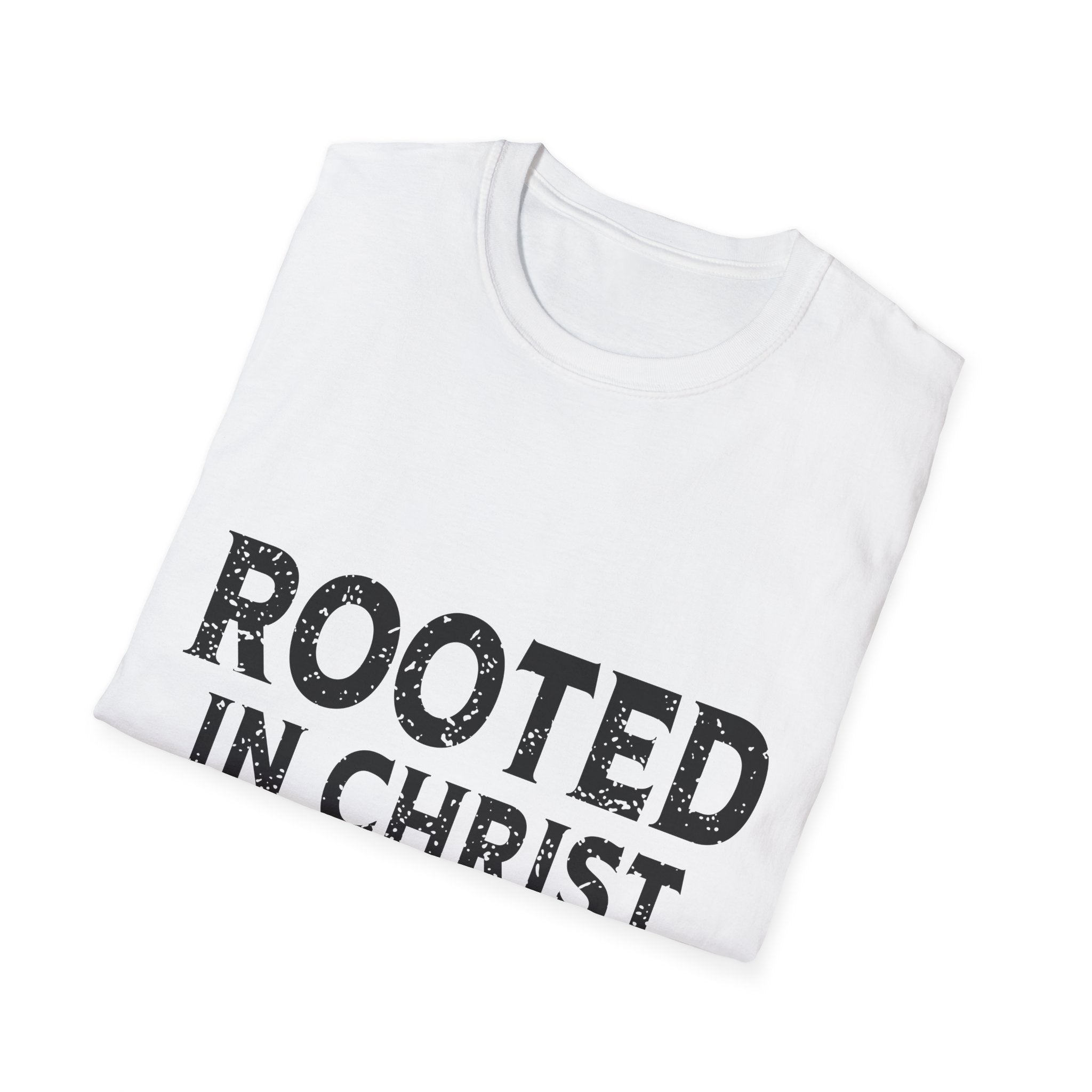 Rooted in Christ T-Shirt — Colossians 2:7 Christian Tee
