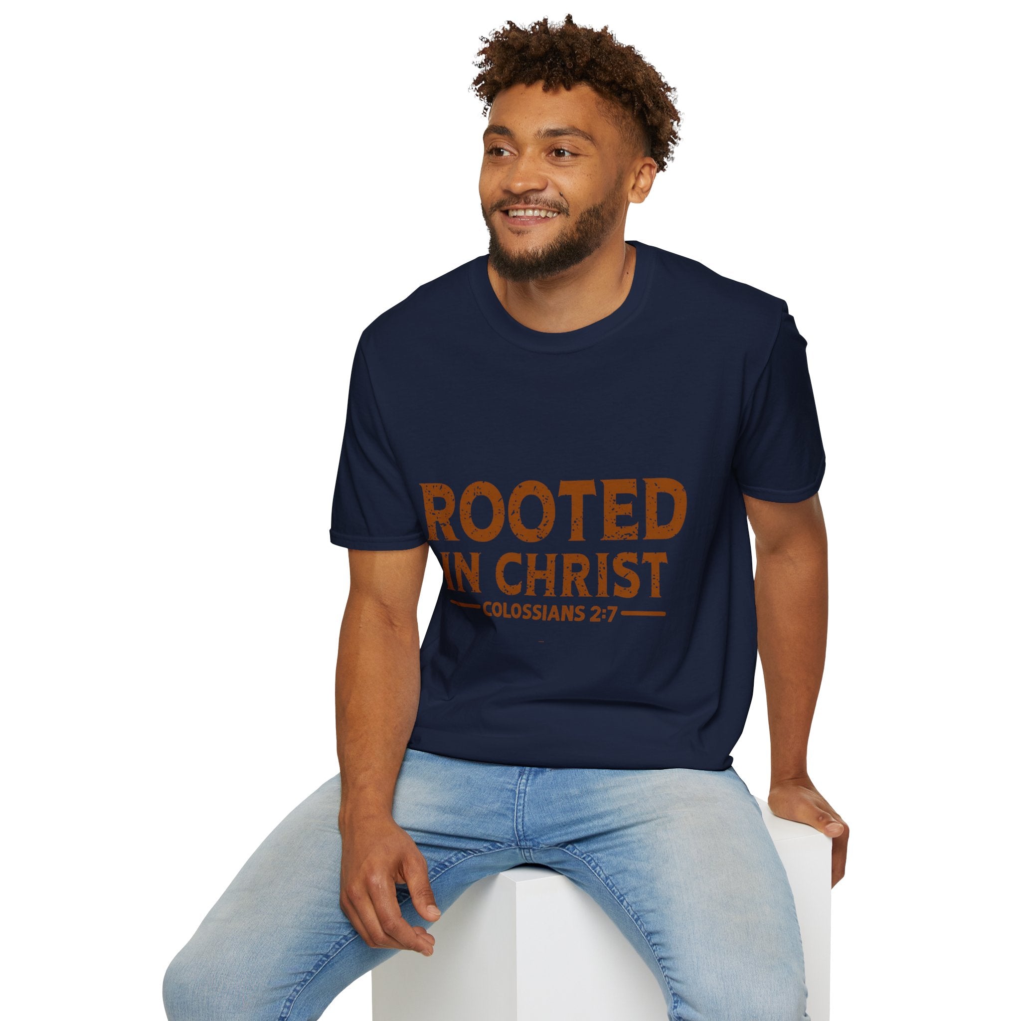 Rooted in Christ T-Shirt — Colossians 2:7 Christian Tee